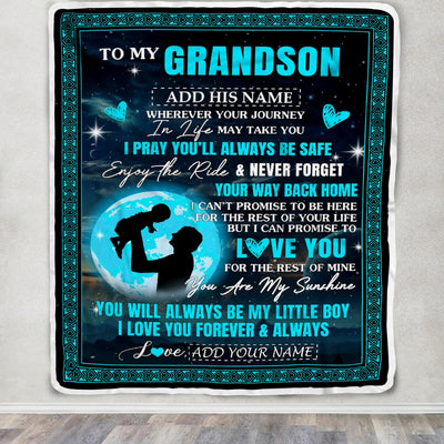 Personalized To My Grandson Gifts Blanket From Grandpa Promise To Love You Gifts For Grandson Birthday Graduation Christmas Custom Fleece Throw Blanket | teecentury