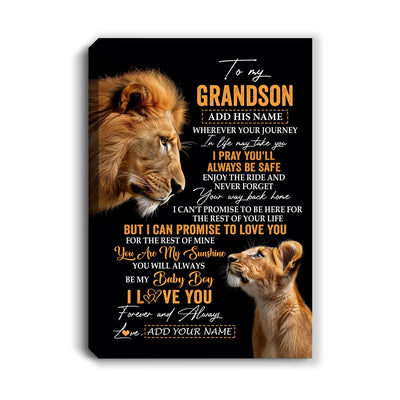 Personalized To My Grandson Gifts Canvas From Grandfather Wherever Your Journey In Life Lion Granddaughter Birthday Gifts Christmas Custom Wall Art Framed Canvas | teecentury