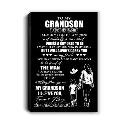 Personalized To My Grandson Gifts Canvas From Grandma Nana I Closed My Eyes For A Moment Grandson Birthday Graduation Christmas Custom Wall Art Print Framed Canvas | teecentury