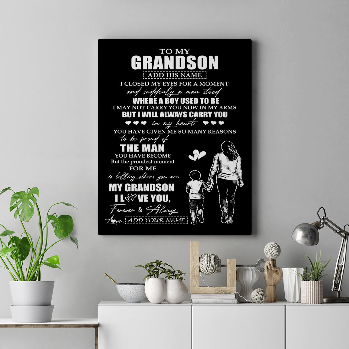 Personalized To My Grandson Gifts Canvas From Grandma Nana I Closed My Eyes For A Moment Grandson Birthday Graduation Christmas Custom Wall Art Print Framed Canvas | teecentury