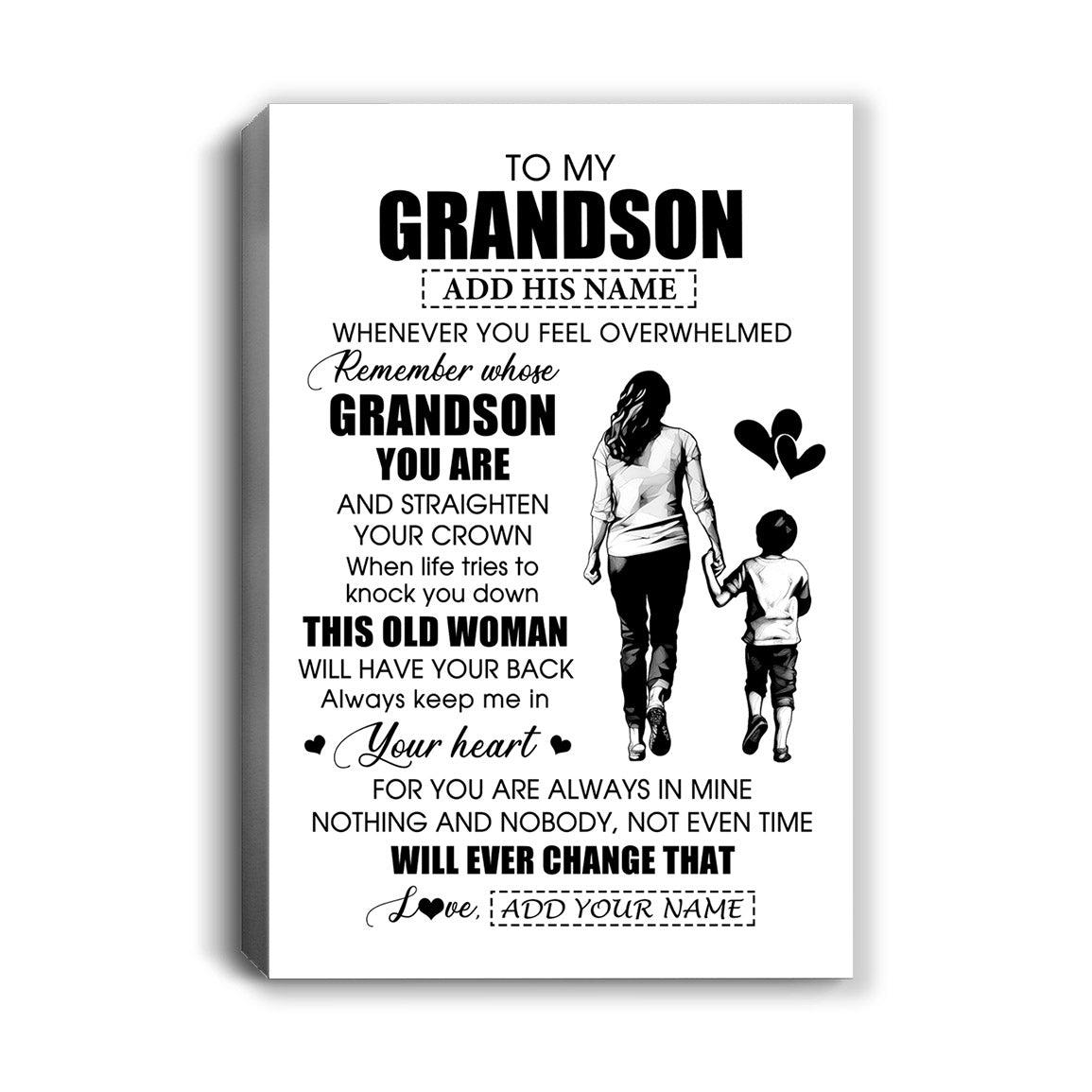 Personalized To My Grandson Gifts Canvas From Grandma Nana Whenever Woman Unique Birthday Gifts For Grandson Graduation Christmas Custom Wall Art Print Framed Canvas | teecentury