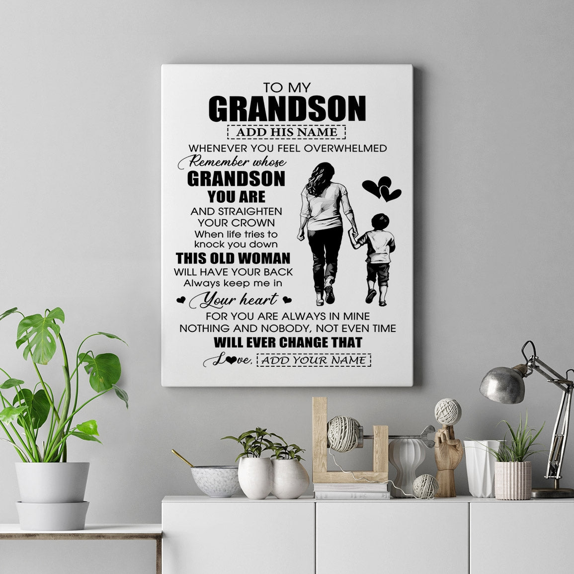 Personalized To My Grandson Gifts Canvas From Grandma Nana Whenever Woman Unique Birthday Gifts For Grandson Graduation Christmas Custom Wall Art Print Framed Canvas | teecentury