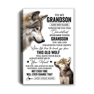 Personalized To My Grandson Gifts Canvas From Grandma Papa Whenever Wolf Unique Birthday Gifts For Grandson Graduation Christmas Custom Wall Art Print Framed Canvas | teecentury