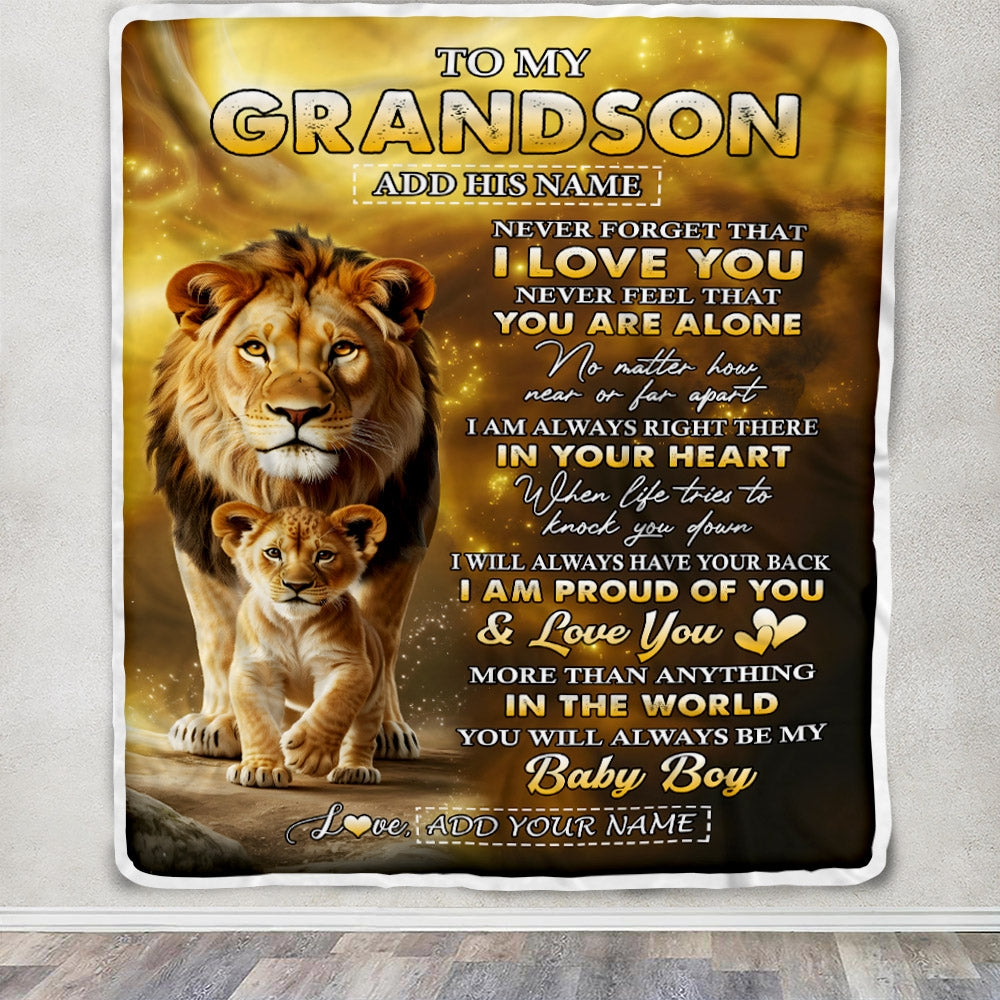 Personalized To My Grandson Gifts From Grandfather Blanket Never Forget That I Love You Lion Granddaughter Birthday Gifts Graduation Christmas Fleece Blanket | teecentury