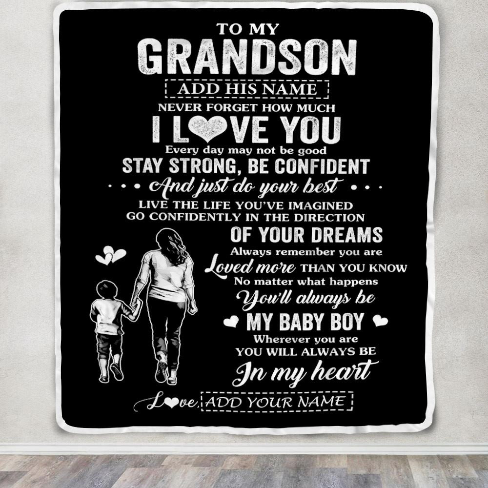 Personalized To My Grandson Gifts From Grandma Blanket Never Forget How Much I Love You Grandson Birthday Graduation Christmas Customized Fleece Throw Blanket | teecentury