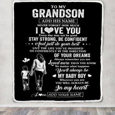 Personalized To My Grandson Gifts From Grandma Blanket Never Forget How Much I Love You Grandson Birthday Graduation Christmas Customized Fleece Throw Blanket | teecentury
