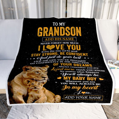 Personalized To My Grandson Gifts From Grandma Gigi Blanket Lion Never Forget How Much I Love You Grandson Birthday Gifts Graduation Christmas Fleece Blanket | teecentury