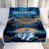 Personalized To My Grandson Gifts From Grandma Grandpa Blanket Don't Give Up White Tiger Gifts For Grandson Birthday Graduation Christmas Fleece Blanket | teecentury