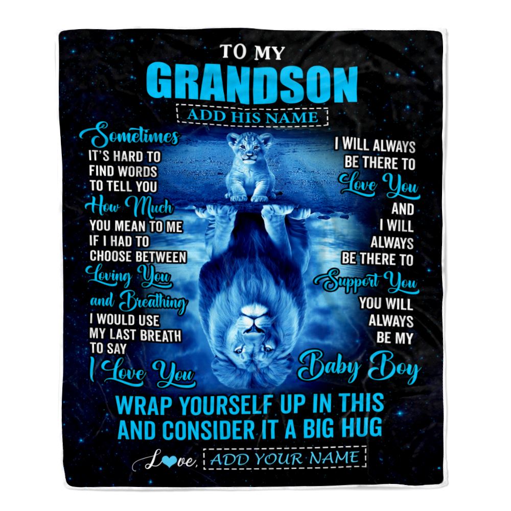 Personalized To My Grandson Gifts From Grandma Grandpa Blanket Sometimes Lion Grandson Birthday Gifts Graduation Christmas Customized Fleece Throw Blanket | teecentury