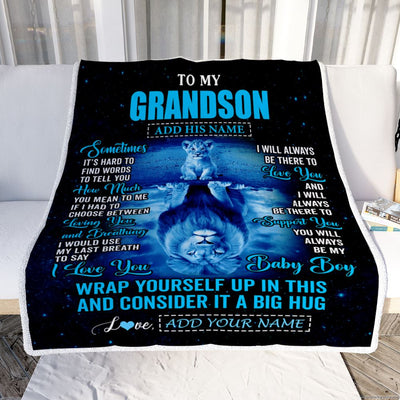 Personalized To My Grandson Gifts From Grandma Grandpa Blanket Sometimes Lion Grandson Birthday Gifts Graduation Christmas Customized Fleece Throw Blanket | teecentury
