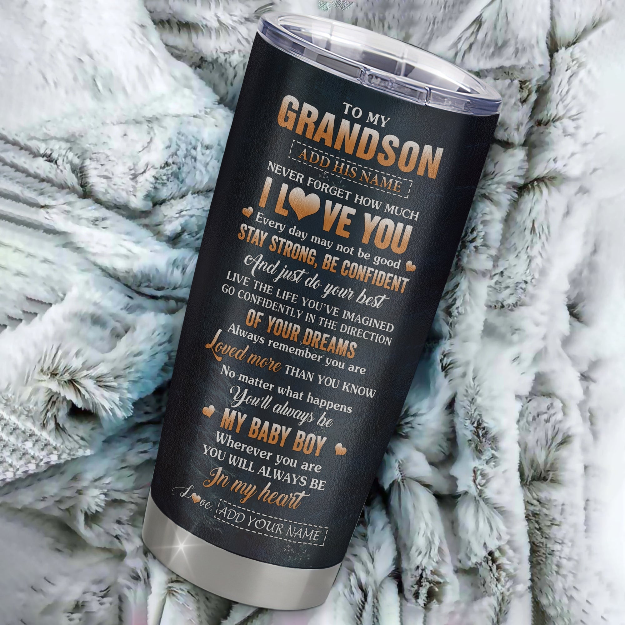 Personalized To My Grandson Gifts From Grandma Grandpa Tumbler Bear Never Forget How Much I Love You Grandson Birthday Gifts Graduation Christmas Custom Cup Travel Mug | teecentury