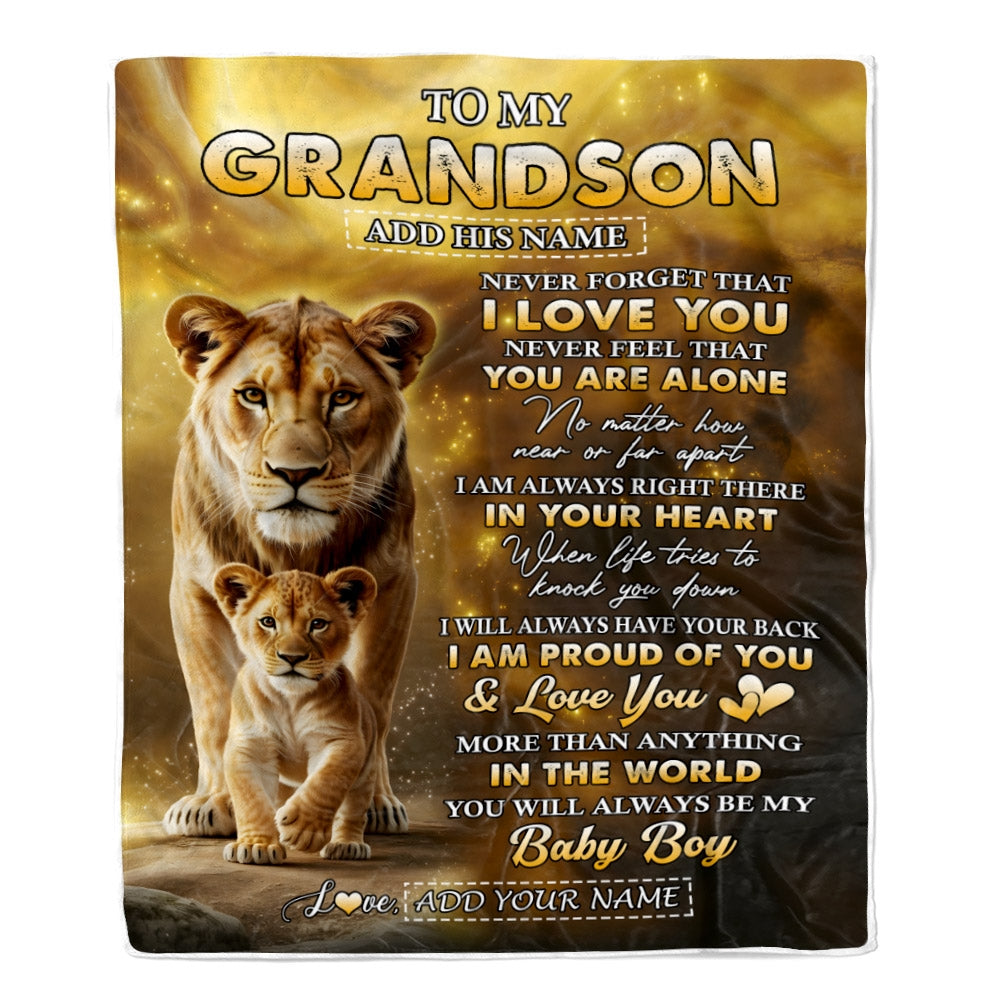 Personalized To My Grandson Gifts From Grandmother Blanket Never Forget That I Love You Lion Granddaughter Birthday Gifts Graduation Christmas Fleece Blanket | teecentury