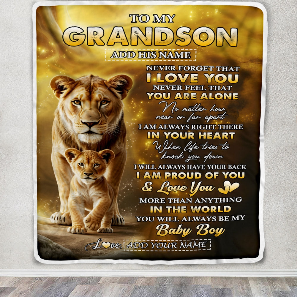Personalized To My Grandson Gifts From Grandmother Blanket Never Forget That I Love You Lion Granddaughter Birthday Gifts Graduation Christmas Fleece Blanket | teecentury