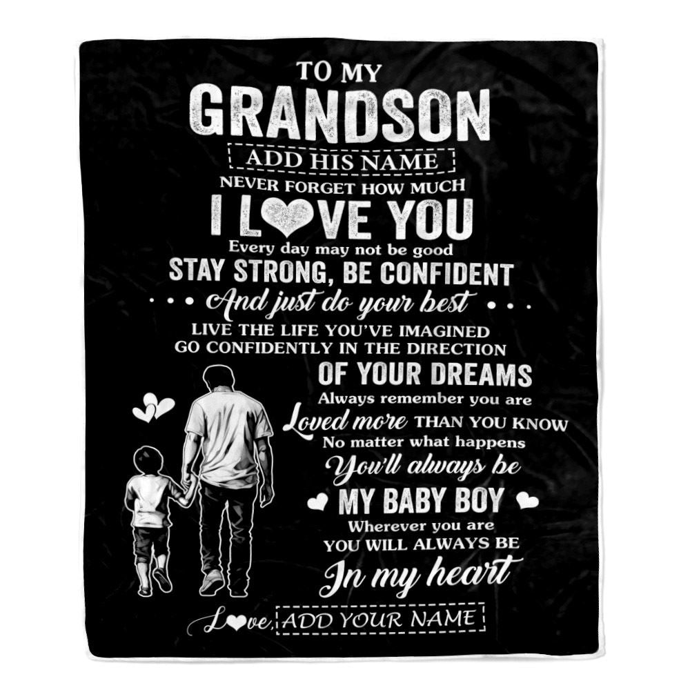 Personalized To My Grandson Gifts From Grandpa Blanket Never Forget How Much I Love You Grandson Birthday Graduation Christmas Customized Fleece Blanket | teecentury