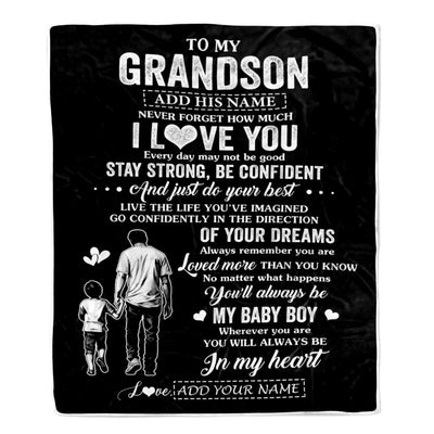 Personalized To My Grandson Gifts From Grandpa Blanket Never Forget How Much I Love You Grandson Birthday Graduation Christmas Customized Fleece Blanket | teecentury