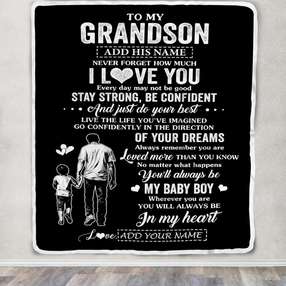 Personalized To My Grandson Gifts From Grandpa Blanket Never Forget How Much I Love You Grandson Birthday Graduation Christmas Customized Fleece Blanket | teecentury