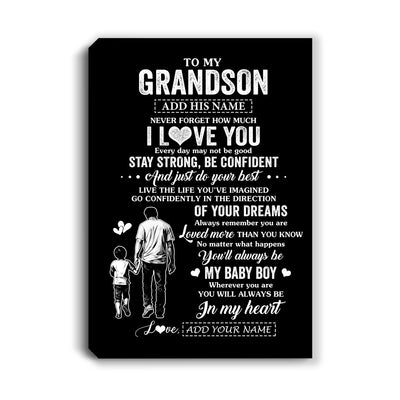 Personalized To My Grandson Gifts From Grandpa Canvas Never Forget How Much I Love You Grandson Birthday Graduation Christmas Gift Custom Wall Art Framed Canvas | teecentury
