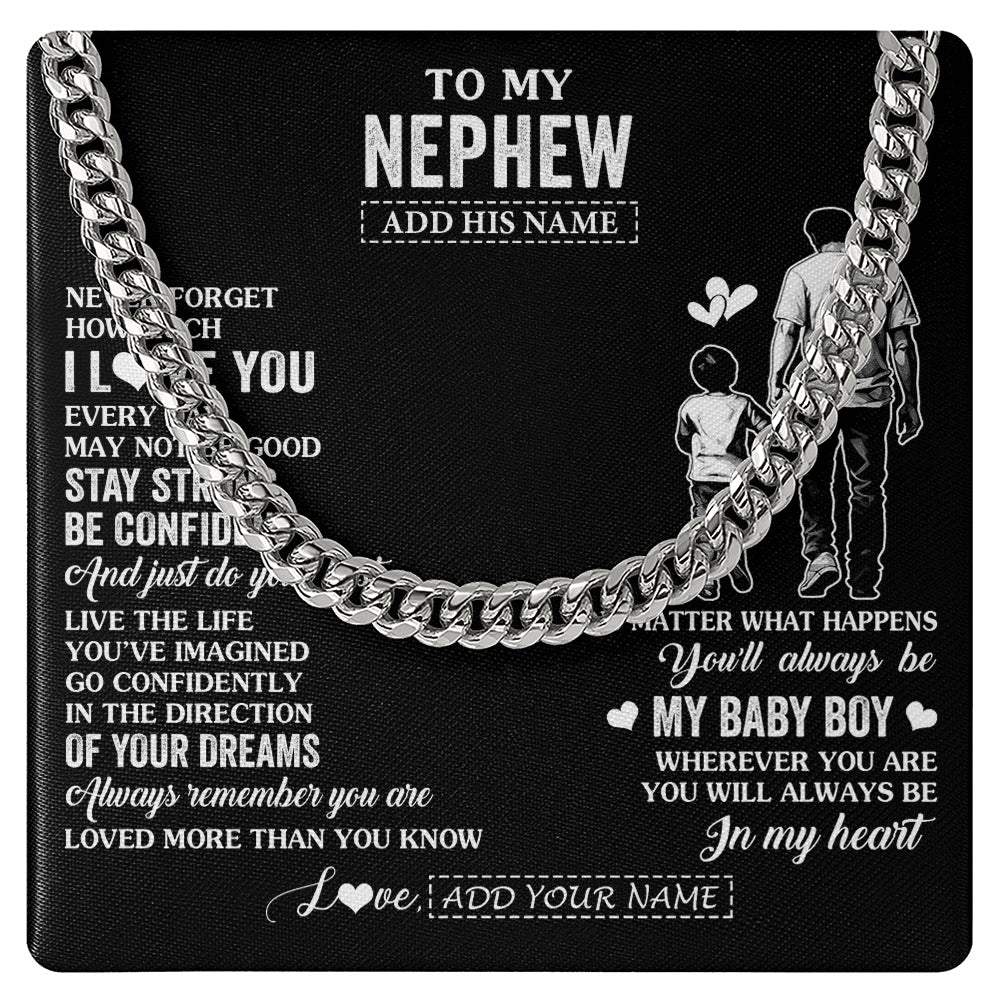 Cuban Link Chain Necklace Stainless Steel | 1 | Personalized To My Grandson Gifts From Grandpa Necklace Never Forget How Much I Love You Grandson Birthday Graduation Christmas Custom Gift Box Message Card | https://teecentury.