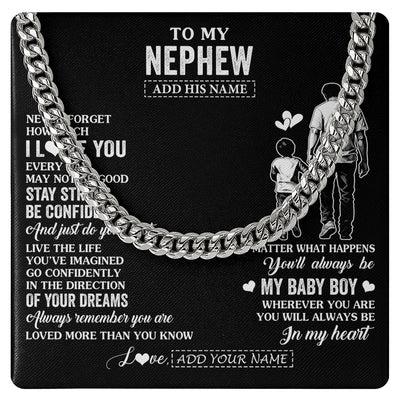 Cuban Link Chain Necklace Stainless Steel | 1 | Personalized To My Grandson Gifts From Grandpa Necklace Never Forget How Much I Love You Grandson Birthday Graduation Christmas Custom Gift Box Message Card | https://teecentury.