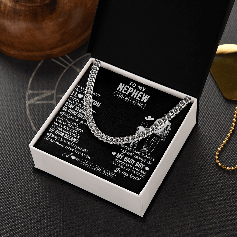 Cuban Link Chain Necklace Stainless Steel | 2 | Personalized To My Grandson Gifts From Grandpa Necklace Never Forget How Much I Love You Grandson Birthday Graduation Christmas Custom Gift Box Message Card | https://teecentury.