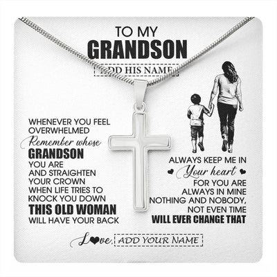 Stainless Cross Necklace Stainless Steel | 1 | Personalized To My Grandson Gifts Necklace From Grandma Nana Whenever Woman Unique Birthday Gifts For Grandson Graduation Christmas Gift Box Message Card | teecentury.myshopify
