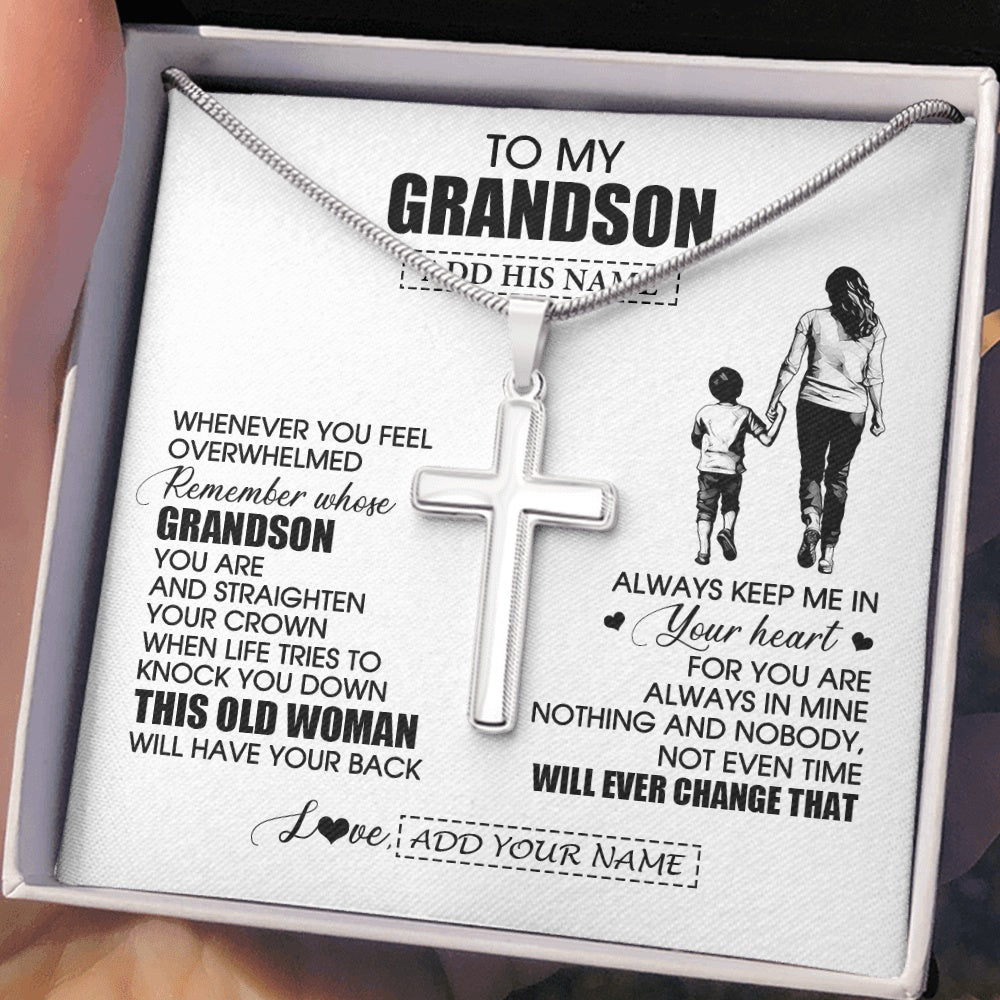 Stainless Cross Necklace Stainless Steel | 2 | Personalized To My Grandson Gifts Necklace From Grandma Nana Whenever Woman Unique Birthday Gifts For Grandson Graduation Christmas Gift Box Message Card | teecentury.myshopify