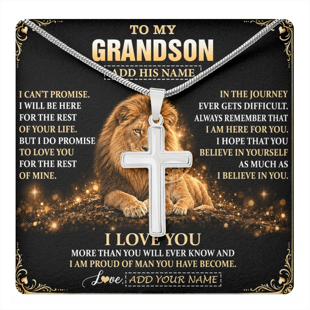 Stainless Cross Necklace Stainless Steel | 1 | Personalized To My Grandson Gifts Necklace From Grandpa To Grandson Birthday Gifts Love You Forever Lion Graduation Christmas Custom Gift Box Message Card | https://teecentury.