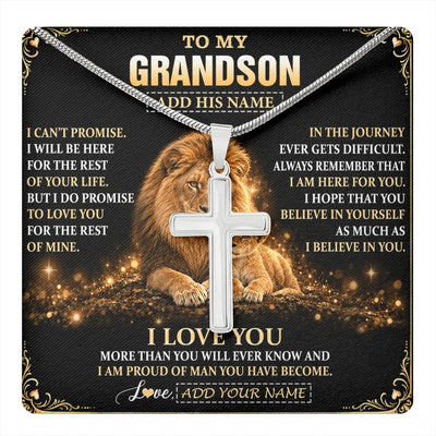 Stainless Cross Necklace Stainless Steel | 1 | Personalized To My Grandson Gifts Necklace From Grandpa To Grandson Birthday Gifts Love You Forever Lion Graduation Christmas Custom Gift Box Message Card | https://teecentury.