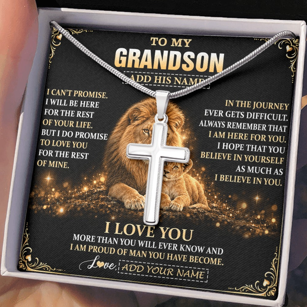 Stainless Cross Necklace Stainless Steel | 2 | Personalized To My Grandson Gifts Necklace From Grandpa To Grandson Birthday Gifts Love You Forever Lion Graduation Christmas Custom Gift Box Message Card | https://teecentury.