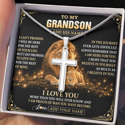 Stainless Cross Necklace Stainless Steel | 2 | Personalized To My Grandson Gifts Necklace From Grandpa To Grandson Birthday Gifts Love You Forever Lion Graduation Christmas Custom Gift Box Message Card | https://teecentury.