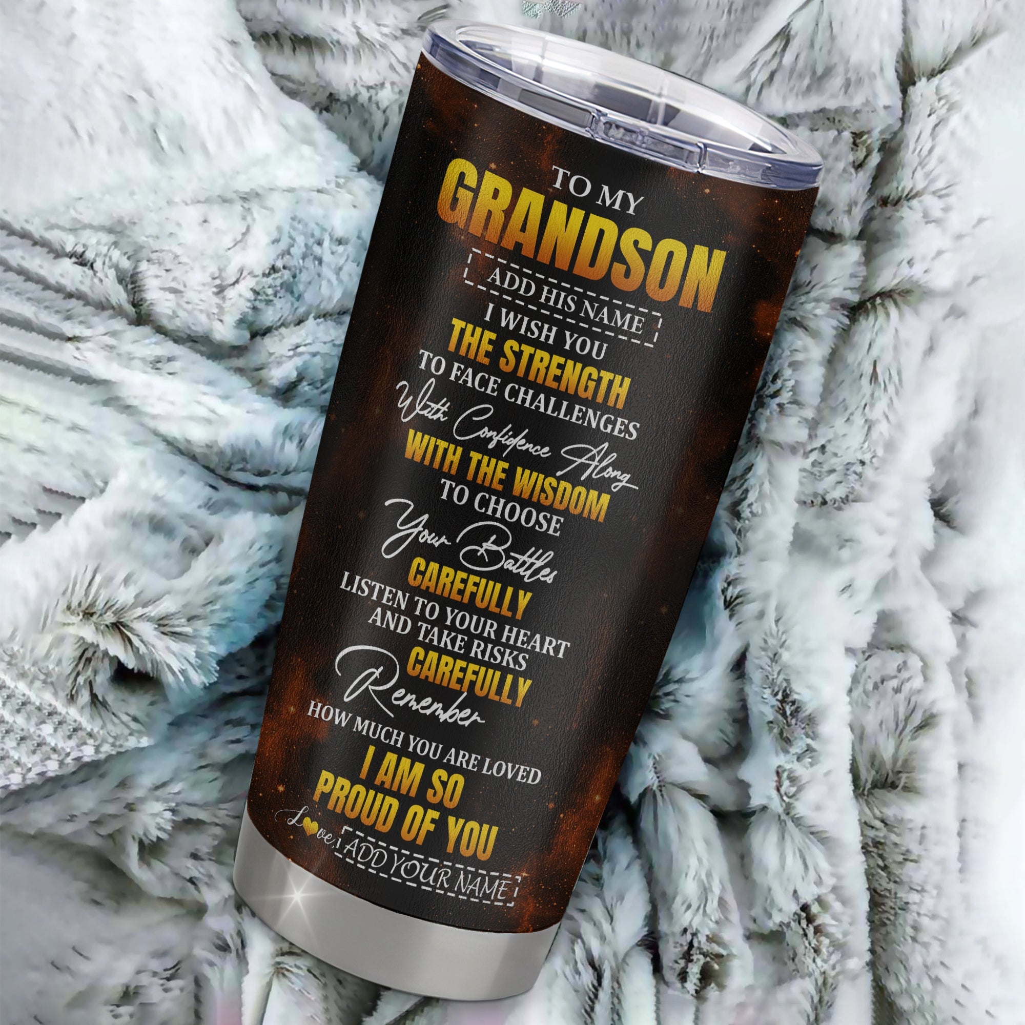 Personalized To My Grandson Gifts Tumbler From Grandma Grandpa I Wish You The Strength Eagle Grandson Birthday Gifts Christmas Graduation Custom Stainless Steel Mug | teecentury