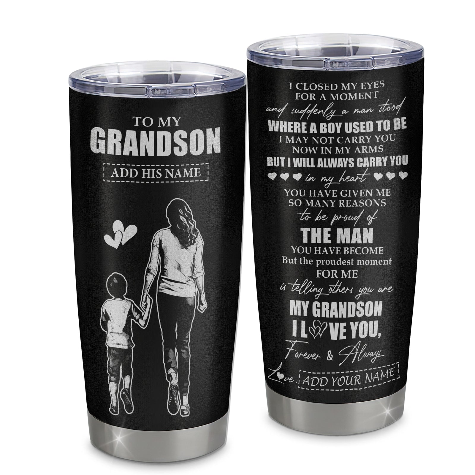 Personalized To My Grandson Gifts Tumbler From Grandma Nana I Closed My Eyes For A Moment Grandson Birthday Graduation Christmas Custom Stainless Steel Cup Travel Mug | teecentury
