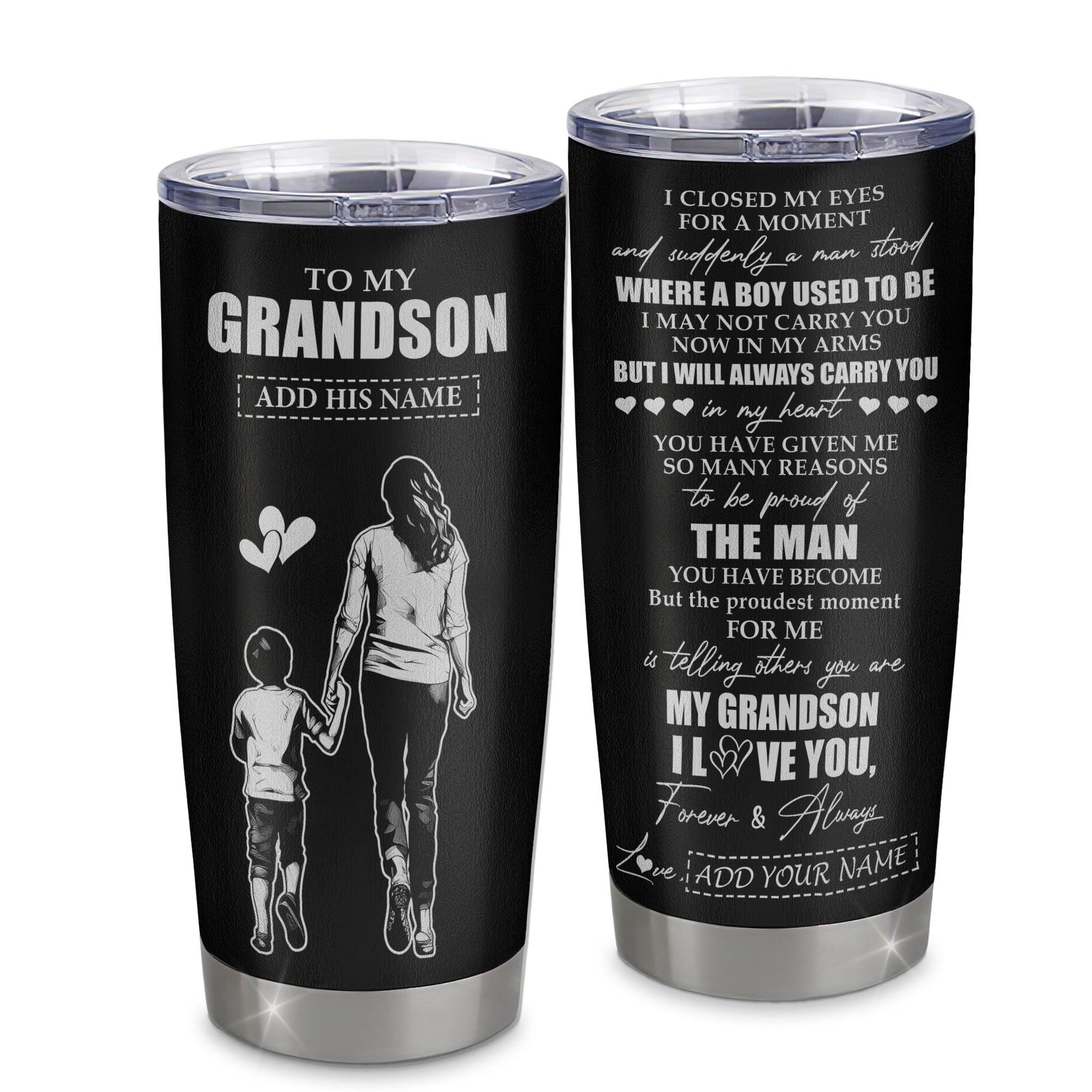 Personalized To My Grandson Gifts Tumbler From Grandma Nana I Closed My Eyes For A Moment Grandson Birthday Graduation Christmas Custom Stainless Steel Cup Travel Mug | teecentury