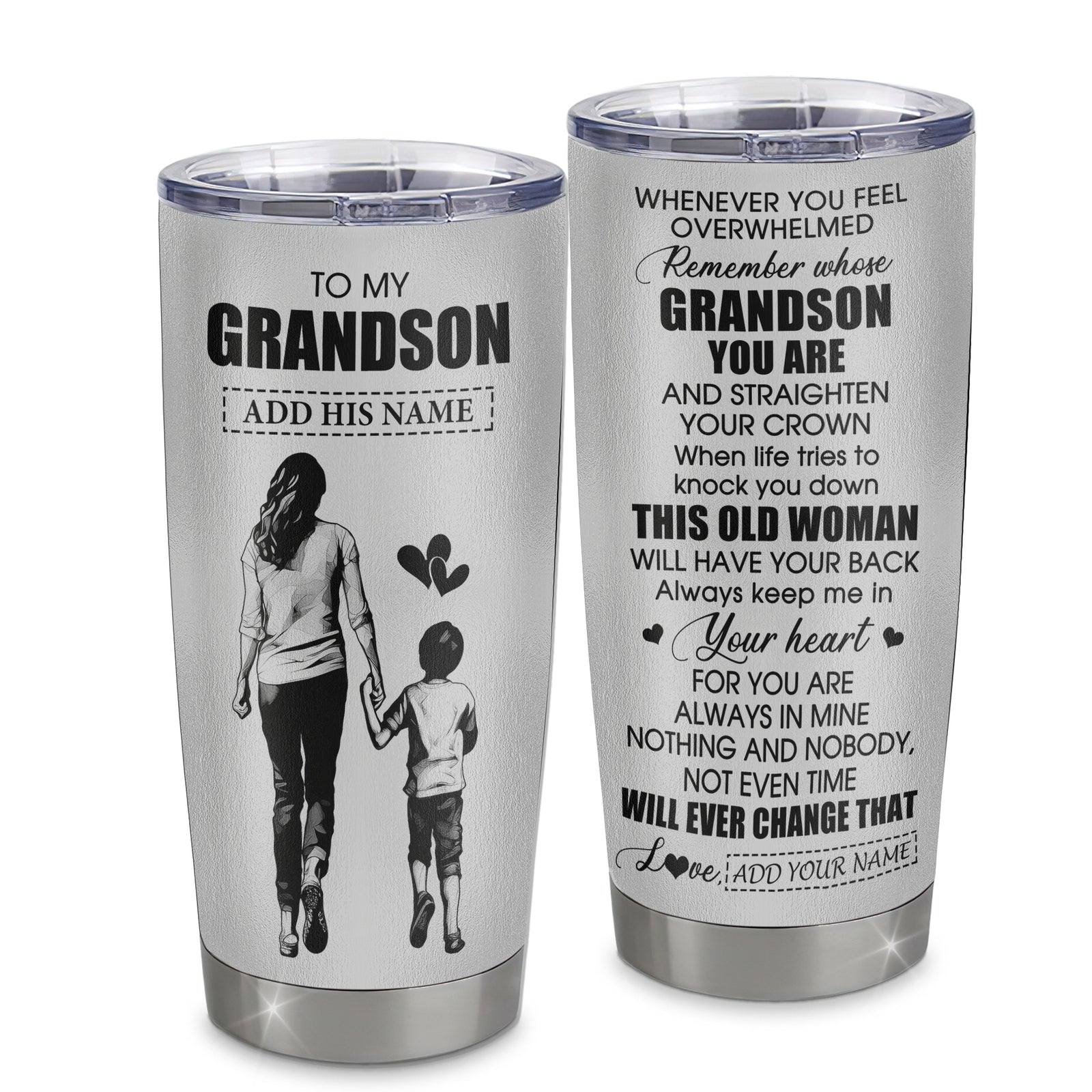 Personalized To My Grandson Gifts Tumbler From Grandma Nana Whenever Woman Unique Birthday Gifts For Grandson Graduation Christmas Custom Stainless Steel Cup Travel Mug | teecentury
