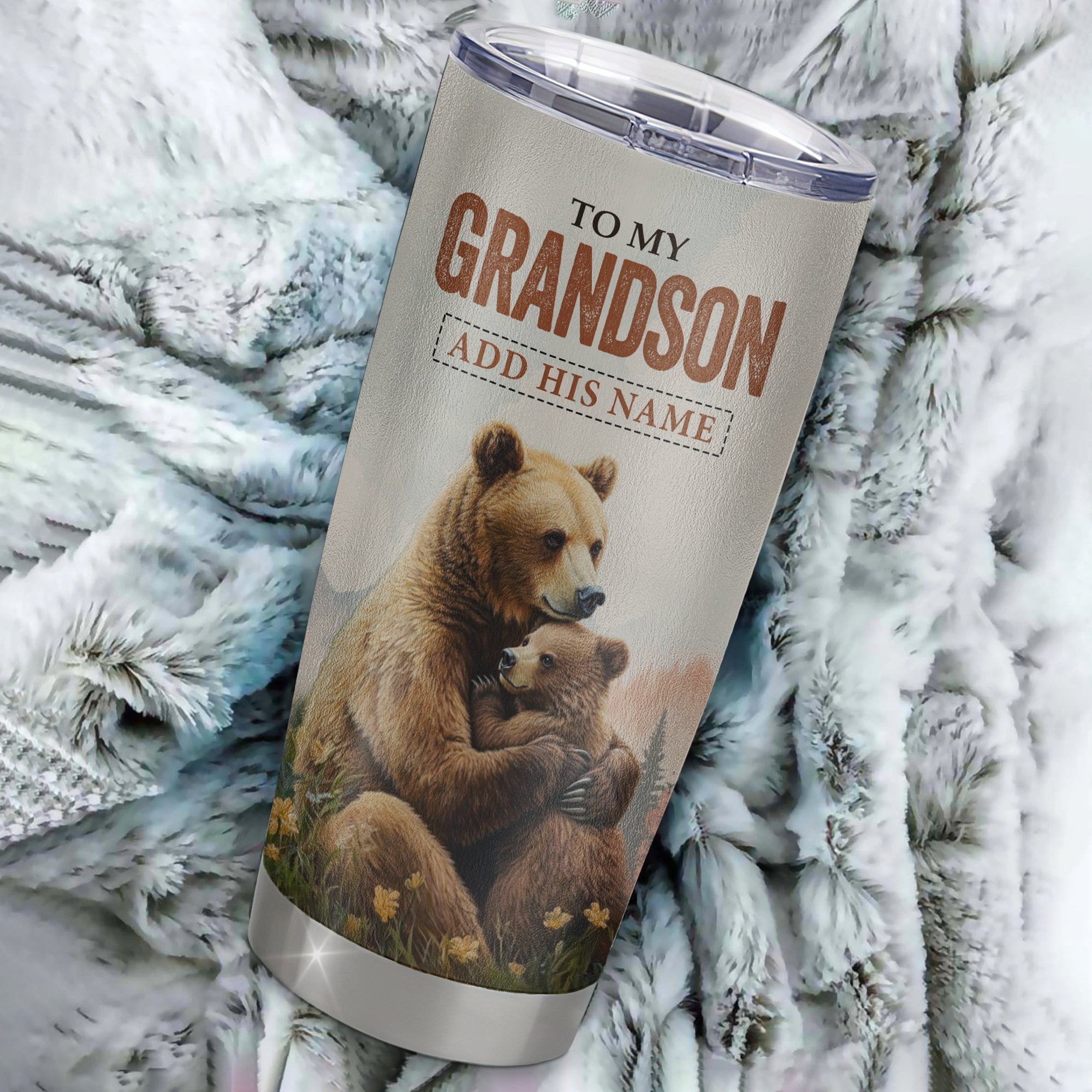 Personalized To My Grandson Gifts Tumbler From Grandma Papa Bear My Only Wish For You Grandson Birthday Gifts Graduation Christmas Custom Stainless Steel Travel Mug | teecentury