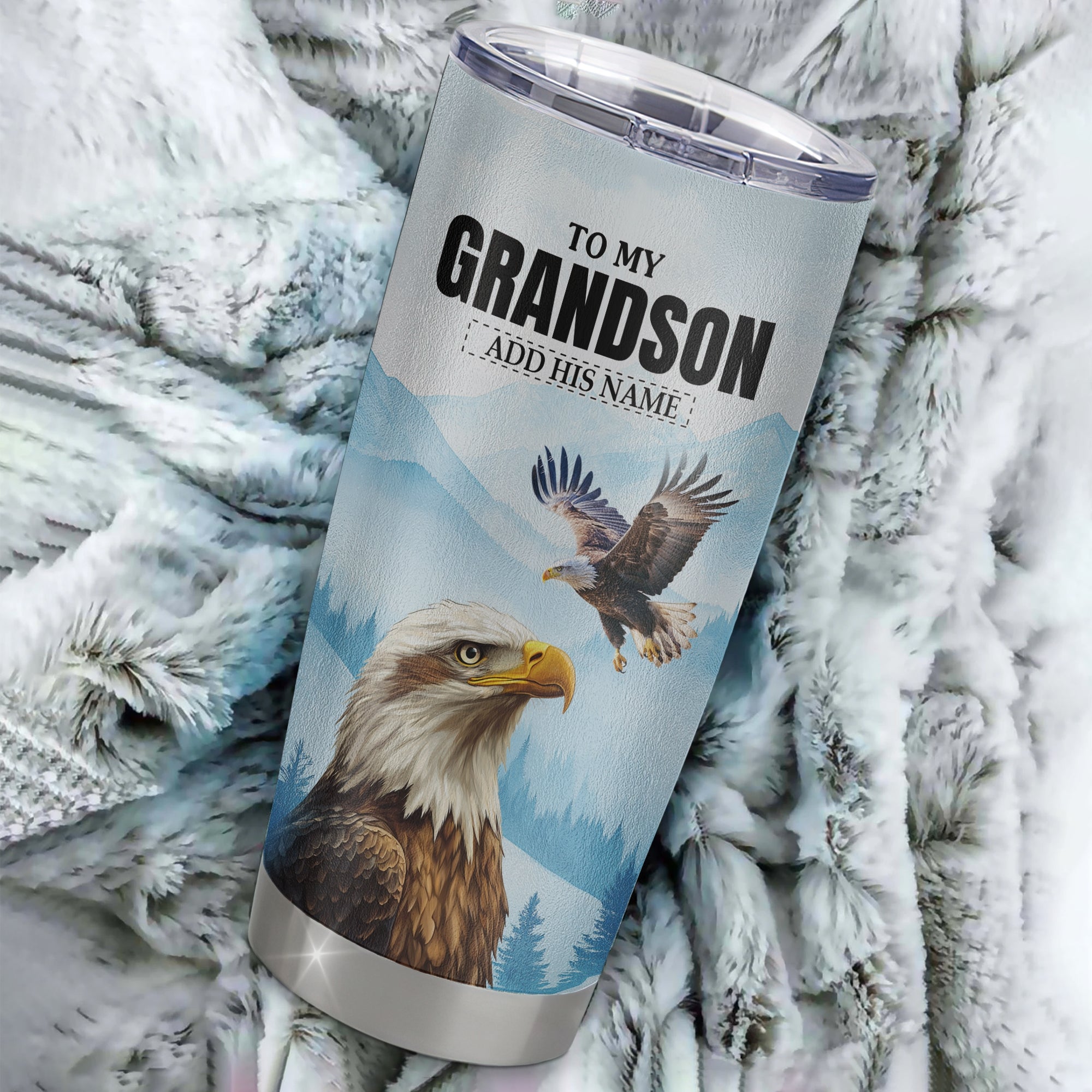 Personalized To My Grandson Gifts Tumbler From Grandma Papa Eagle My Only Wish For You Grandson Birthday Gifts Graduation Christmas Custom Stainless Steel Travel Mug | teecentury