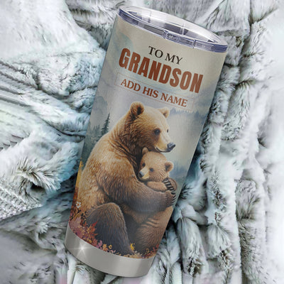 Personalized To My Grandson Gifts Tumbler From Grandma Papa Whenever Bear Unique Birthday Gifts For Grandson Graduation Christmas Custom Stainless Steel Cup Travel Mug | teecentury