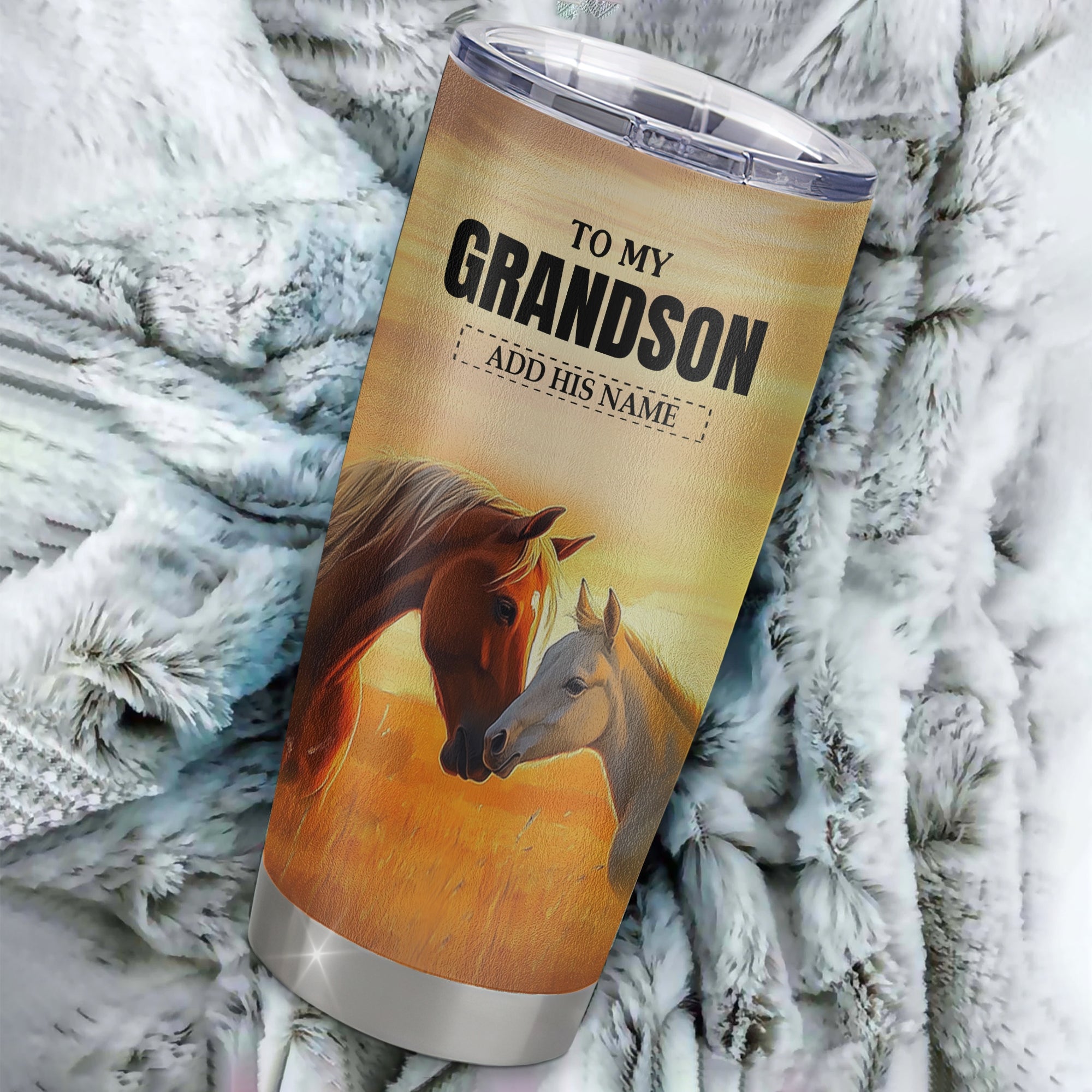 Personalized To My Grandson Gifts Tumbler From Grandma Papa Whenever Horse Unique Birthday Gifts For Grandson Graduation Christmas Custom Stainless Steel Cup Mug | teecentury