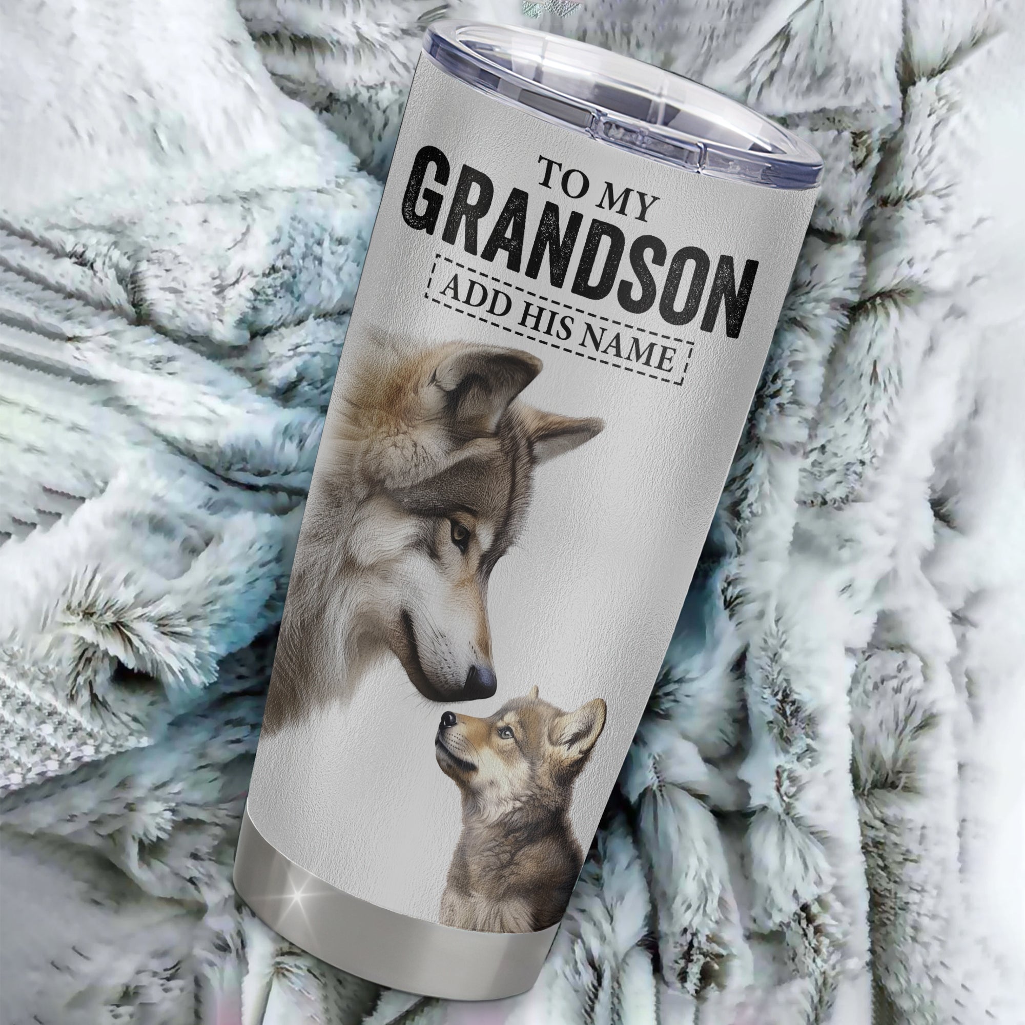 Personalized To My Grandson Gifts Tumbler From Grandma Papa Whenever Wolf Unique Birthday Gifts For Grandson Graduation Christmas Custom Stainless Steel Cup Travel Mug | teecentury