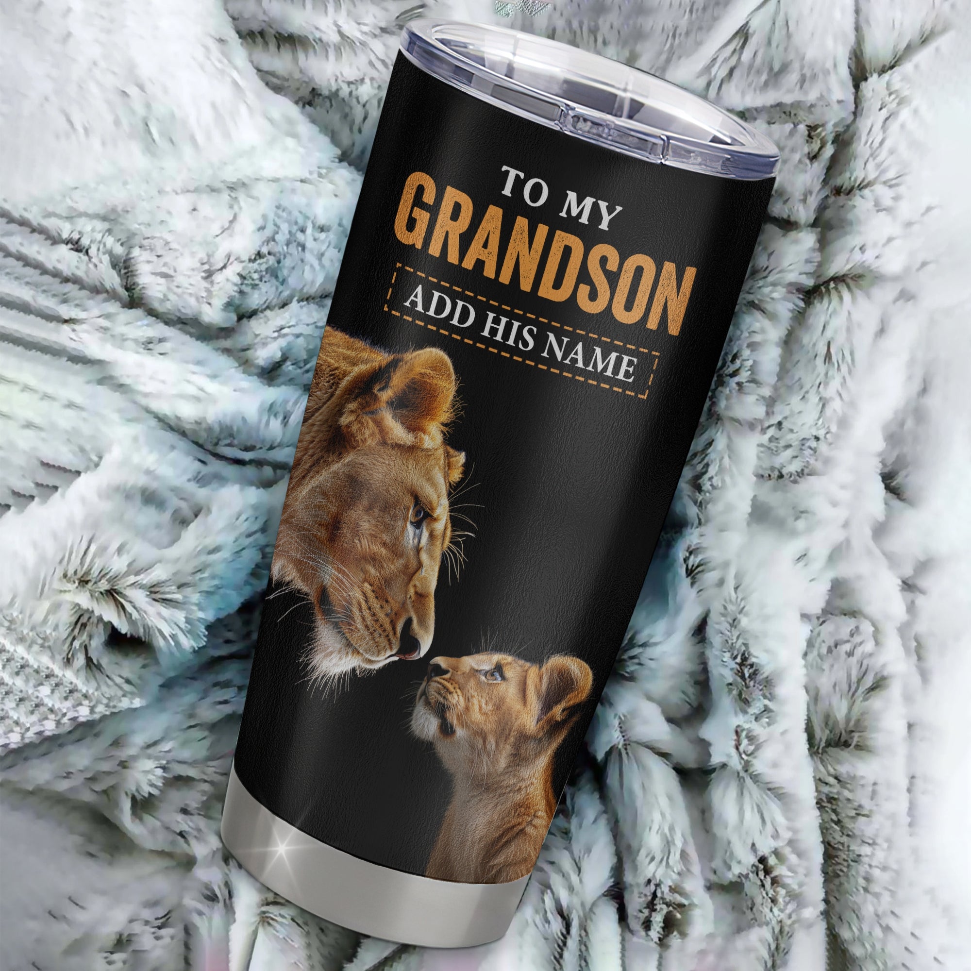 Personalized To My Grandson Gifts Tumbler From Grandmother Wherever Your Journey In Life Lion Granddaughter Birthday Gifts Christmas Custom Stainless Steel Travel Mug | teecentury