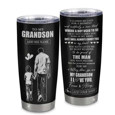 Personalized To My Grandson Gifts Tumbler From Grandpa Papa I Closed My Eyes For A Moment Grandson Birthday Graduation Christmas Custom Stainless Steel Cup Travel Mug | teecentury