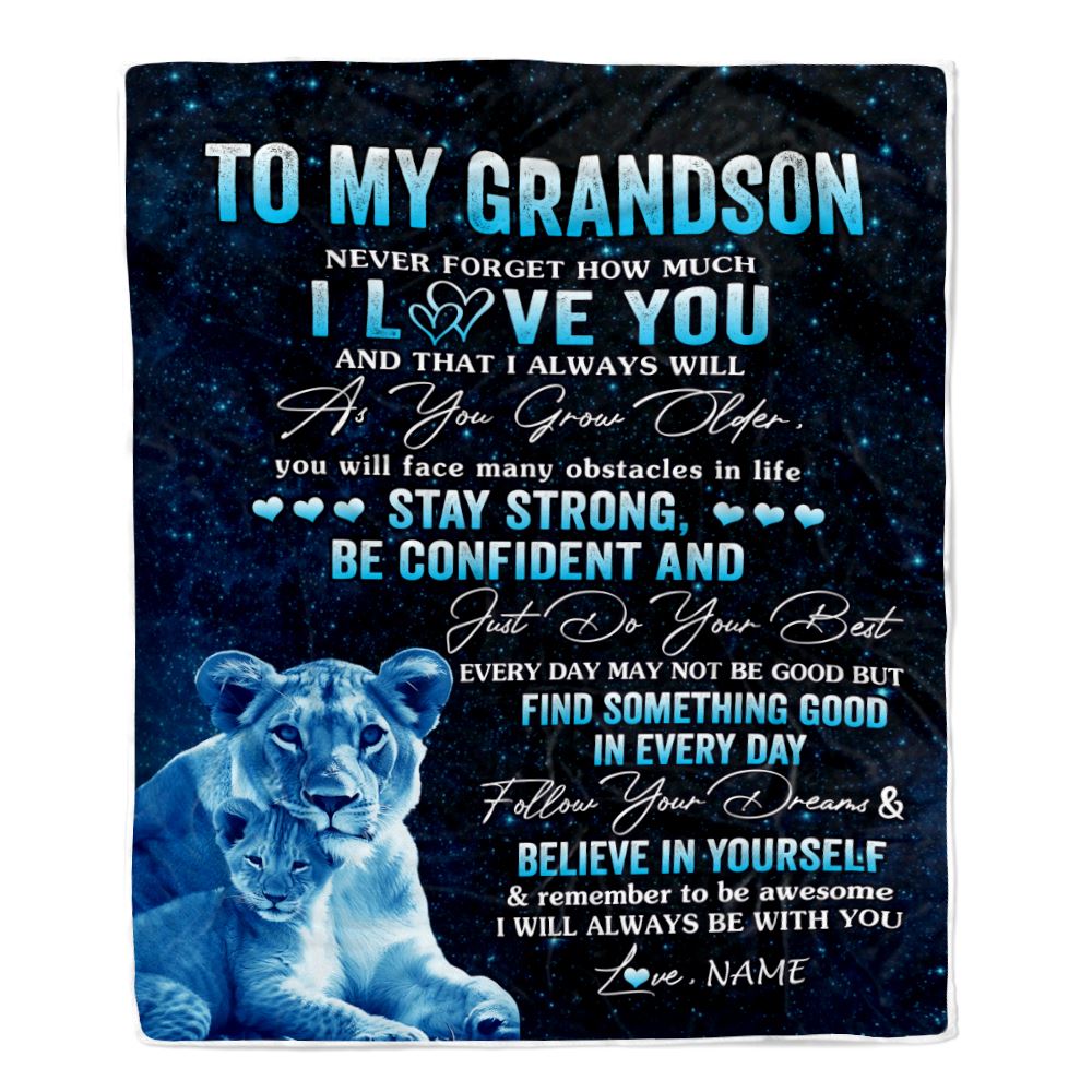 Personalized To My Grandson I Love You Forever Blanket From Grandma Lion Grandson Birthday Gifts Graduation Christmas Customized Fleece Blanket | teecentury