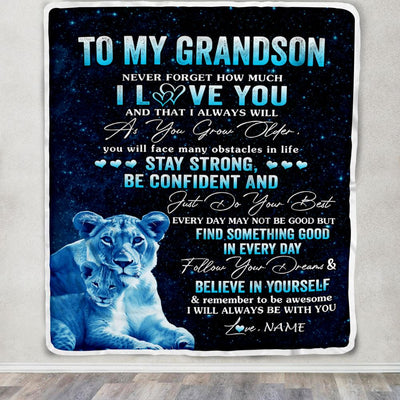 Personalized To My Grandson I Love You Forever Blanket From Grandma Lion Grandson Birthday Gifts Graduation Christmas Customized Fleece Blanket | teecentury