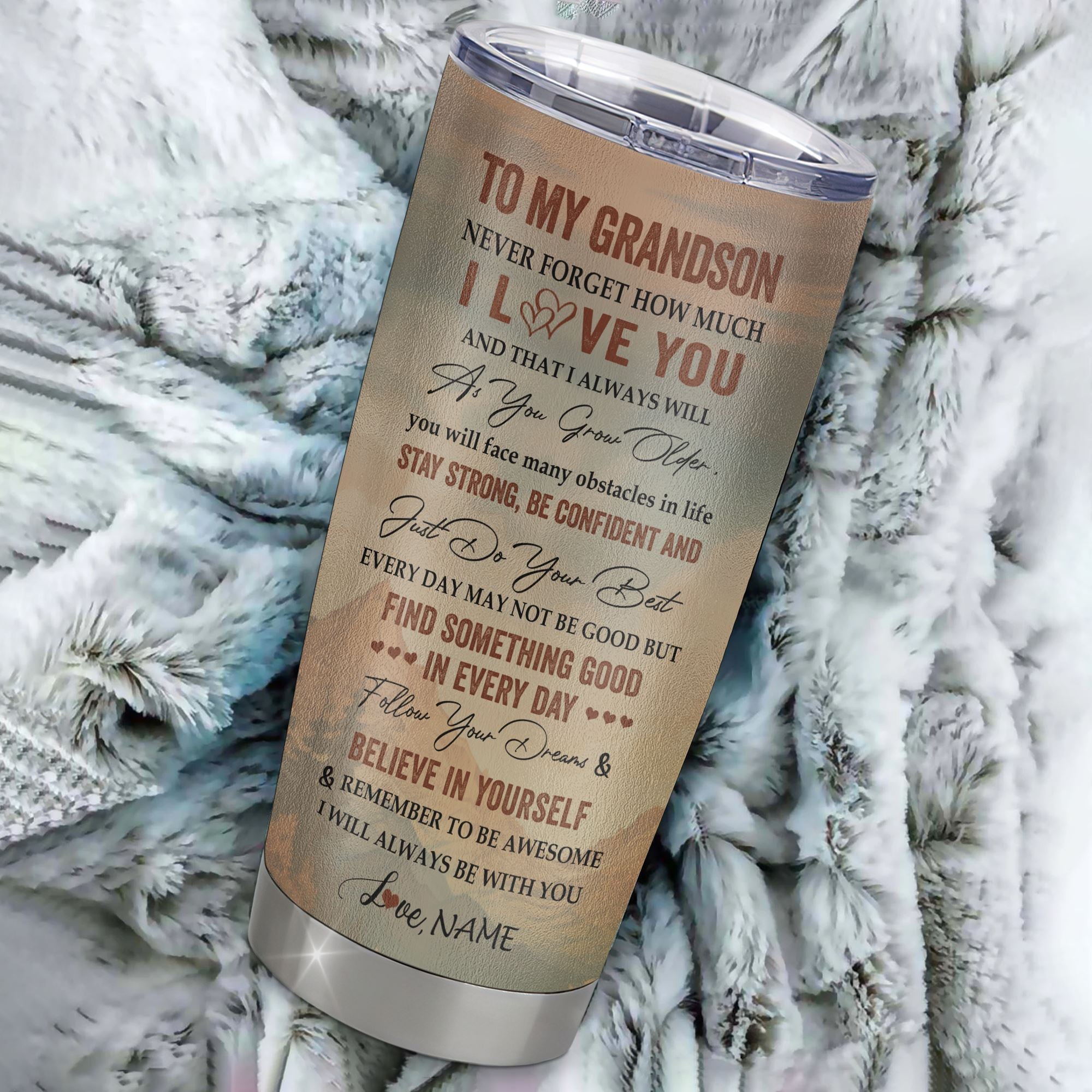 Personalized To My Grandson I Love You Forever Tumbler From Grandma Grandpa Stainless Steel Cup Bear Grandson Birthday Gifts Graduation Christmas Custom Travel Mug | teecentury