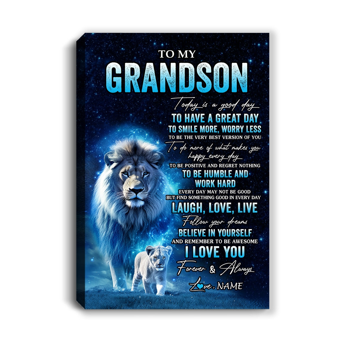 Personalized To My Grandson Lion Canvas From Papa Grandpa Today Is A Good Day Grandson Gifts Birthday Graduation Christmas Custom Wall Art Print Framed Canvas | teecentury