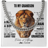 Cuban Link Chain Necklace Stainless Steel | 1 | Personalized To My Grandson Lion Necklace From Papa Grandpa I Closed My Eyes Great Grandson Birthday Graduation Christmas Customized Gift Box Message Card | teecentury
