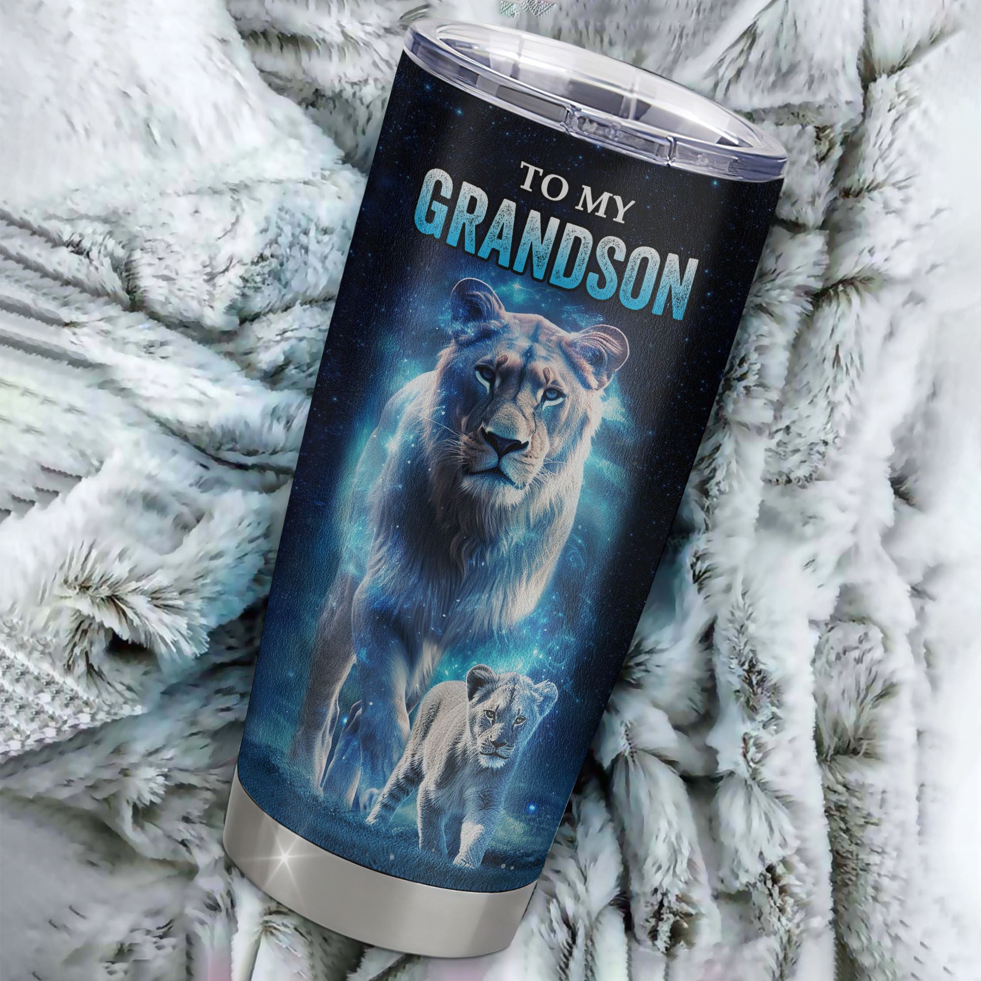 Personalized To My Grandson Lion Tumbler From Grandma Gigi Stainless Steel Cup Today Is A Good Day Grandson Gifts Birthday Graduation Christmas Custom Travel Mug | teecentury