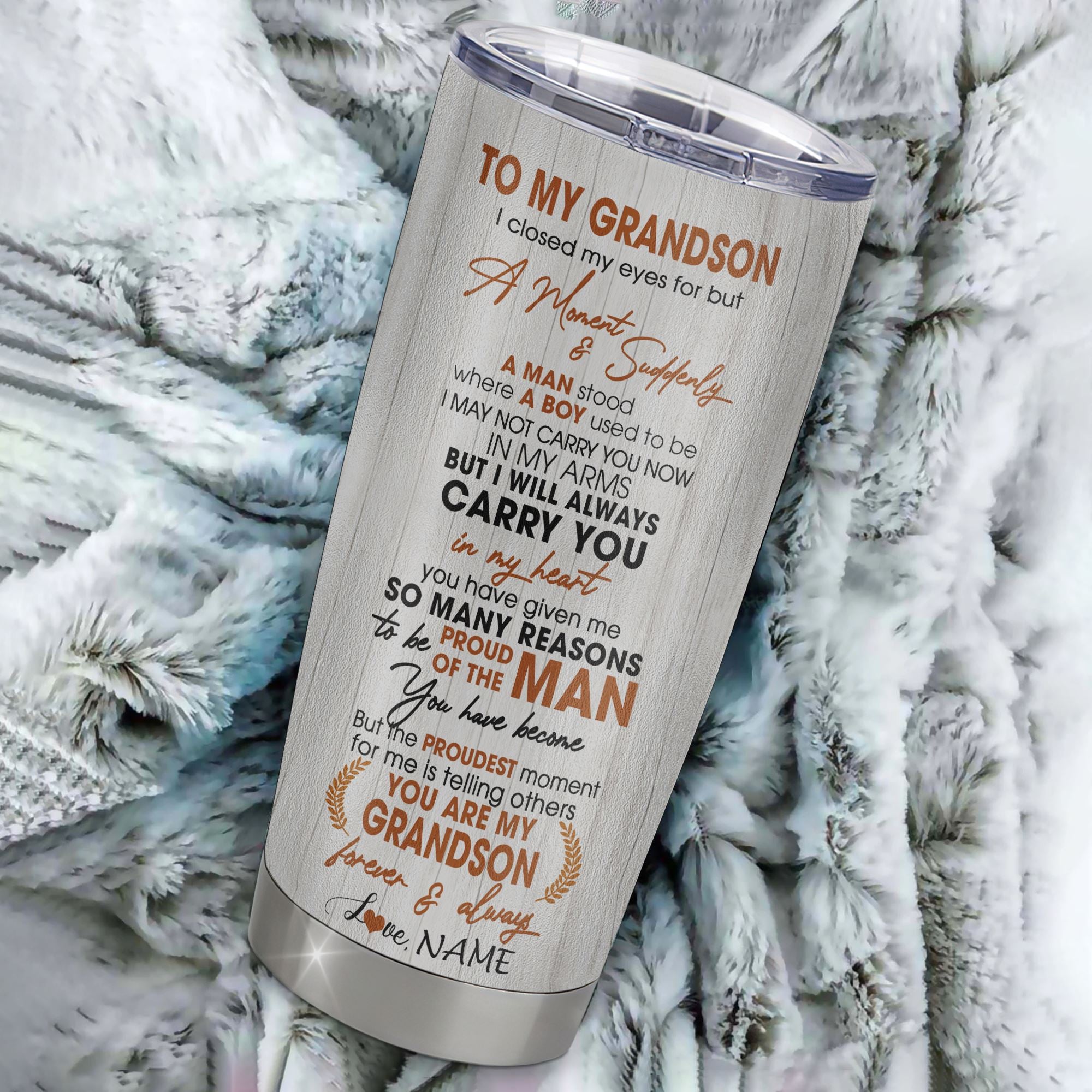 Personalized To My Grandson Lion Tumbler From Papa Grandpa I Closed My Eyes Great Grandson Birthday Gifts Graduation Christmas Custom Stainless Steel Cup Travel Mug | teecentury