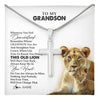 Stainless Cross Necklace Stainless Steel | 1 | Personalized To My Grandson Necklace From Grandma Granny Whenever You Fell Overwhelmed Lion Grandson Birthday Christmas Customized Gift Box Message Card | teecentury