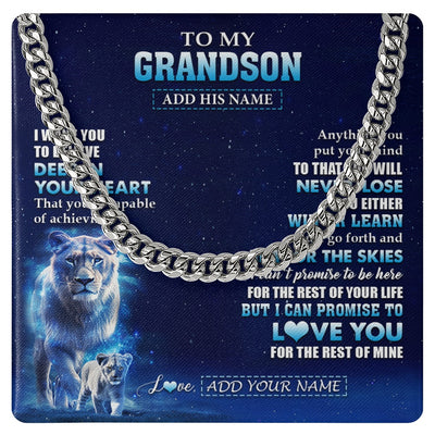 Cuban Link Chain Necklace Stainless Steel | 1 | Personalized To My Grandson Necklace From Grandma Nana Believe Your Heart Grandson Gift Birthday Graduation Christmas Customized Gift Box Message Card | teecentury.myshopify